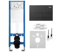 Rea - Slim 024n Flush-Mounted Frame Set for Mis WC with T Button Black Mat - 22 x 35.2 x 106.2 cm