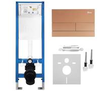Rea - Slim 024n Flush-Mounted Frame Set for Mis WC with T-Button Brushed Copper - 22 x 35.2 x 106.2 cm