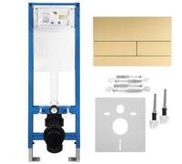Rea - Slim 024n Flush-Mounted Frame Set for Mis WC with T Button Brushed Gold - 22 x 35.2 x 106.2 cm