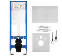 Rea - Slim 024n Flush-Mounted Frame Set for Mis WC with T-Button Brushed Steel - 22 x 35.2 x 106.2 cm