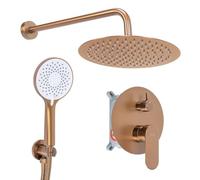Rea - Spray Set Flush-Mounted Drop Brushed Copper + Box - 25 x 25 x 100 cm