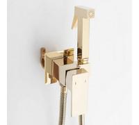 Rea Square Gold Colour Finishing Brass Bidet Tap Ceramic Mixer Expendable Handle 1.2M Hose