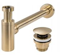 Rea Universal Washbasin Siphon Klik-Klak Brush Gold - 33,5X5X21Cm