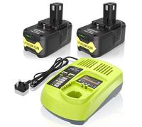 REACELL 2PCS 18V 5.5Ah P108 Replacement Battery for Ryobi + P117 Charger