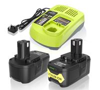 REACELL 2PCS 5.5Ah P108 Replacement Battery for Ryobi + 3A P117 Charger BCL14181H, Compatible for Ryobi One+ Battery RB18L50 RB18L25 RB18L40 RB18L20 RB18L15 RB18L13 P102 P103 P104 P105 P106 P107 P108