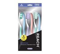 REACH Essentials Toothbrush with Soft Bristles and Toothbrush Caps, 6 Count