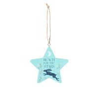 Reach for the Stars Hare Hanging Decoration - Inspirational Rabbit Design, Handcrafted Wooden Sign for Home and Gift, 8 Inches
