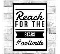 Reach For The Stars Motivational Quote Poster Inspirational Wall Art Home Decor - Size A2-420 x 594 mm