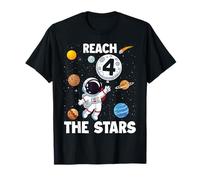 Reach Four The Stars 4 Years Old Birthday Boy Astronaut 4th T-Shirt