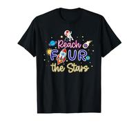 Reach Four The Stars 4th Birthday Outer Space Astronaut Value Graphic T-Shirt