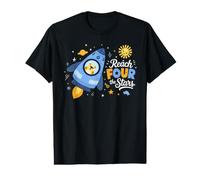 Reach Four The Stars Birthday Space Rocket 4th Bday Boy Girl Value Graphic T-Shirt