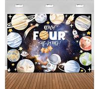 Reach Four The Stars Space Theme Kids Astronaut Themed Birthday Party Decoration Banner (5X3FT)