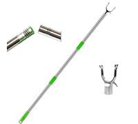 reach pole with hook Extendable Clothes Hook Pole with U-Shaped Head, Adjustable Metal Closet Reacher Pole with Hook - 4ft to 13ft, 1 2 Pack Clothes Hanger Grabber for Upper Closet Window Curtains(1pc