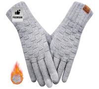 REACH STAR Winter Gloves for Women-Upgraded Touch Screen Elastic Thermal Knit Lining Warm Gloves for Cold Weather, Light Gray, One Size