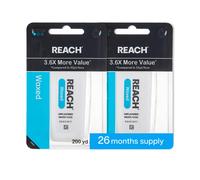 REACH Waxed Dental Floss Unflavored 3.6X More Value Plaque Remover for Teeth Shred Resistant Floss Slides Smoothly Easy to Use Waxed Oral