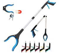 Reacher Grabber Stick with Magnetic Tip, 32inches/81cm Long Handle Litter Pickers for Adults & Elderly, Lightweight Grabbers for Disabled, Rubbish & Leaf Grabber, Disability aids (32" Blue)