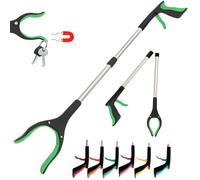 Reacher Grabber Stick with Magnetic Tip, 32inches/81cm Long Handle Litter Pickers for Adults & Elderly, Lightweight Grabbers for Disabled, Rubbish & Leaf Grabber, Disability aids (32" Green)