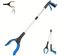 Reacher Grabber Tool, 32 Inch Extra Long Foldable Pick Up Stick with Comfort Grip, Essential Mobility Aid for Elderly, Trash Pickup (Blue)