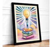 Reaching for Ideas Modern Framed Wall Art Print A2 (59.4×42cm) Black, Wall Decor for Living Room, Bedroom, Office & Home, Ready to Hang, Art Gift