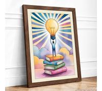 Reaching for Ideas Modern Framed Wall Art Print A2 (59.4×42cm) Walnut, Wall Decor for Living Room, Bedroom, Office & Home, Ready to Hang, Art Gift