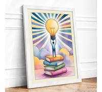 Reaching for Ideas Modern Framed Wall Art Print A4 (29.7×21cm) White, Wall Decor for Living Room, Bedroom, Office & Home, Ready to Hang, Art Gift