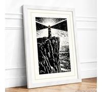 Reaching for Light Japandi Framed Wall Art Print A4 (29.7×21cm) White, Wall Decor for Living Room, Bedroom, Office & Home, Ready to Hang, Art Gift