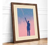 Reaching for Light Modern Framed Wall Art Print A2 (59.4×42cm) Walnut, Wall Decor for Living Room, Bedroom, Office & Home, Ready to Hang, Art Gift