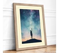 Reaching for the Stars Modern Framed Wall Art Print A3 (42×29.7cm) Oak, Wall Decor for Living Room, Bedroom, Office & Home, Ready to Hang, Art Gift