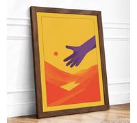 Reaching Hand Modern Framed Wall Art Print A3 (42×29.7cm) Walnut, Wall Decor for Living Room, Bedroom, Office & Home, Ready to Hang, Art Gift