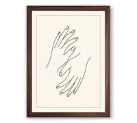 Reaching Hands Minimalist Framed Wall Art Print A2 (59.4×42cm) Walnut, Wall Decor for Living Room, Bedroom, Office & Home, Ready to Hang, Art Gift