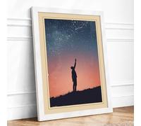 Reaching Toward Stars Vintage Framed Wall Art Print A1 White