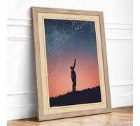 Reaching Toward Stars Vintage Framed Wall Art Print A3 Oak