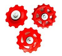ReachMall 2 Pcs Rear Derailleur Wheels 10T 13T 15T Guide Pulleys Red Plastic Lightweight For 6 7 8 Speed Bike Shifting Upgrade