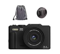 ReachMall 5K Digital Camera, 75MP 18X Zoom WiFi Vlogging Camera with 3-Inch Flip Screen, Metal Body, Auto Focus for Travel