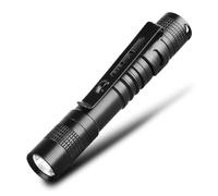 ReachMall Aluminum Alloy LED Flashlight, 350 Lumens Mini Torch with Pocket Clip, Compact 89mm Light for Hiking, Black