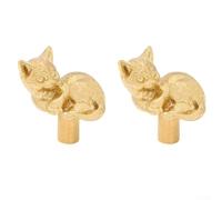 ReachMall Decorative Cat Shape Brass Cabinet Handles, Cat Cabinet Door Handle Pull Knobs for Children Bedroom Furniture, Drawer Hardware(A)