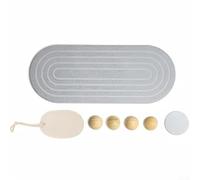 ReachMall Diatomaceous Earth Kitchen Soap Dish Bathroom Trays, 30X10CM Diatomite Coasters Drying Mat, Grey Diatomaceous Tray With 4 Pcs Wooden Feet