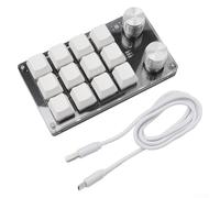 ReachMall Ergonomic Mechanical Keyboard with 12 Keys and 2 Control Knobs for Streamlined Workflow and Media Operations (black)