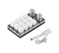ReachMall Ergonomic Mechanical Keyboard with 12 Keys and 2 Control Knobs for Streamlined Workflow and Media Operations (white)