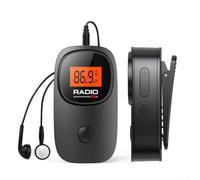 ReachMall FM Radio, Mini Pocket FM Radio With Backlight LCD & Headphone Jack, Stereo FM Radio Receiver, Pocket Portable Mini FM Radio(Black)