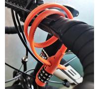 ReachMall Lock Rack, Keyless Password Helmet Lock for Bikes and Strollers, ABS Anti-Theft Security Cable, Orange