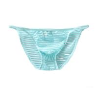 ReachMall Men's Classic Briefs Breathable and Soft Ice Silk Underwear with Pouch (XXL Blue)