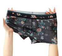 ReachMall Men's Sheer Boxer Underwear Breathable Mesh Trunks for Comfortable Fit (3XL Black)