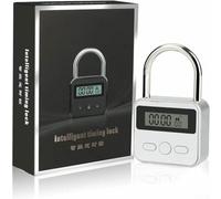 ReachMall Metal Timer Lock, LCD Display 99 Hours Max Timing Lock, USB Rechargeable Heavy Duty Timer Padlock, Multi-Function for MINI Electronic Time Out Padlock(black)