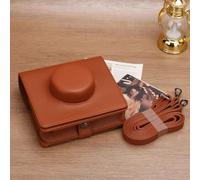 ReachMall PU Leather Camera Case for Instax Wide EVO, Protective Bag with Shoulder Strap for Travel, Grey