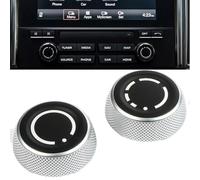 ReachMall Radio Volume Knob Button Cover Cap, for Porsche 718 2016-2023 911 2016-2018 Macan Cayenne 4.0 Host, Silver Black ABS, 2 Pack