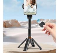 ReachMall Selfie Tripod, Compact 220-365mm Extendable Phone Stand with Detachable Remote, ABS Portable Selfie Pole for iPhone Android Smartphones, Black