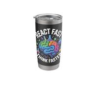React Fast Think Faster Science Brain Design Stainless Steel Insulated Tumbler
