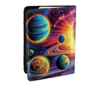 Reaction Orbiting Planet Printed Passport Holder,Travel Pu Leather Passport Cover Case Organiser for Men Women,6.5 Inch
