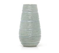 Reactive Blue Glazed Ridged Vase | Handcrafted Ceramic Vase with Rustic Blue and Grey Reactive Glaze - 20.5x10.5cm